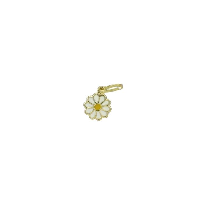 Pingente infantil margarida ouro 18k esmaltada 1