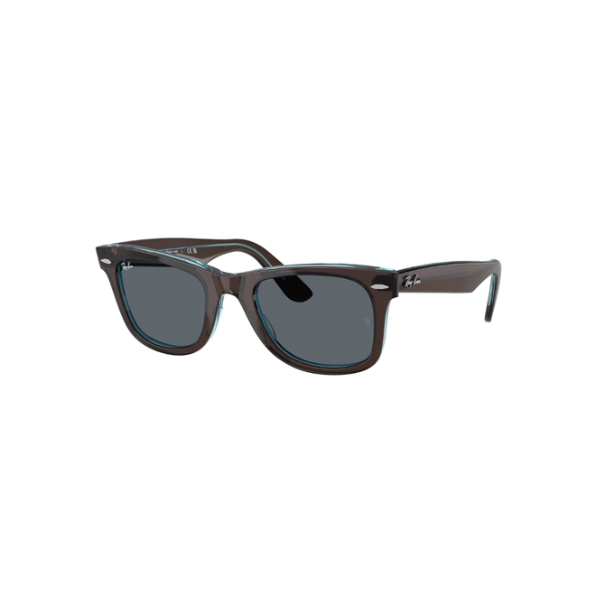 Óculos de Sol Ray-Ban Wayfarer 0RB2140 1446R550 Acetato Marrom e Azul Transparente com lentes na cor Azul 1