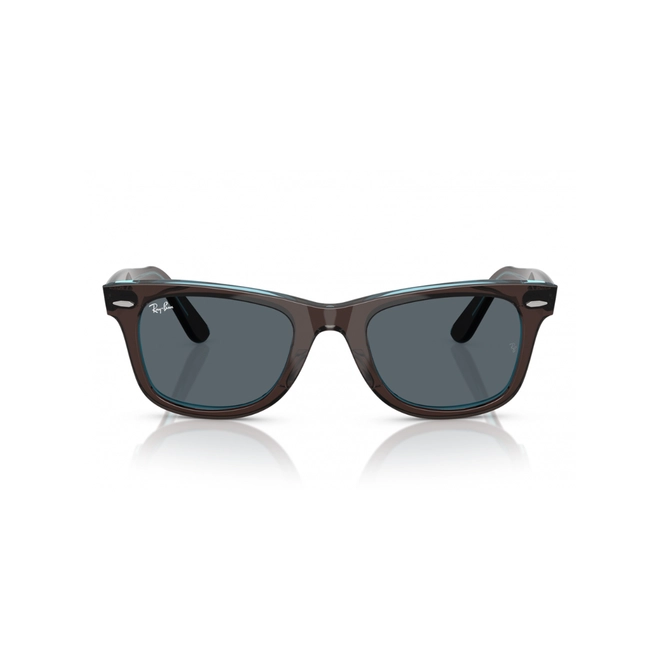 Óculos de Sol Ray-Ban Wayfarer 0RB2140 1446R550 Acetato Marrom e Azul Transparente com lentes na cor Azul 2