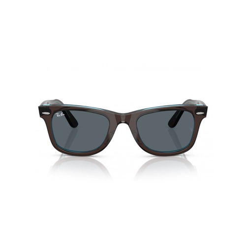 Óculos de Sol Ray-Ban Wayfarer 0RB2140 1446R550 Acetato Marrom e Azul Transparente com lentes na cor Azul