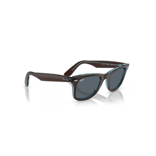 Óculos de Sol Ray-Ban Wayfarer 0RB2140 1446R550 Acetato Marrom e Azul Transparente com lentes na cor Azul
