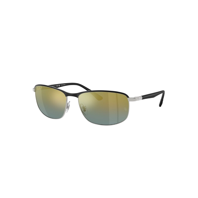 Óculos de Sol Ray-Ban 0RB3671CH 9144J060 Metal Preto e Prata com lentes na cor Dourado Espelhado Degradê 1