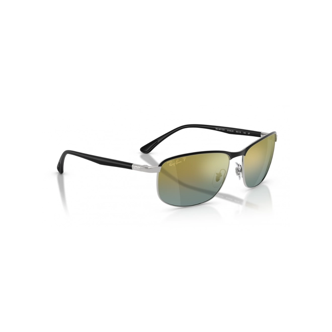 Óculos de Sol Ray-Ban 0RB3671CH 9144J060 Metal Preto e Prata com lentes na cor Dourado Espelhado Degradê 3