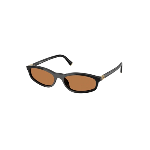 Óculos de Sol Miu Miu 0MU A06S 16K10I54 Acetato Preto com lentes na cor Marrom