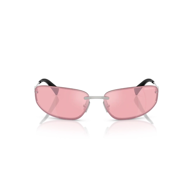 Óculos de Sol Miu Miu 0MU A50S 1BC70J68 Metal Prata com lentes na cor Rosa Espelhado 2