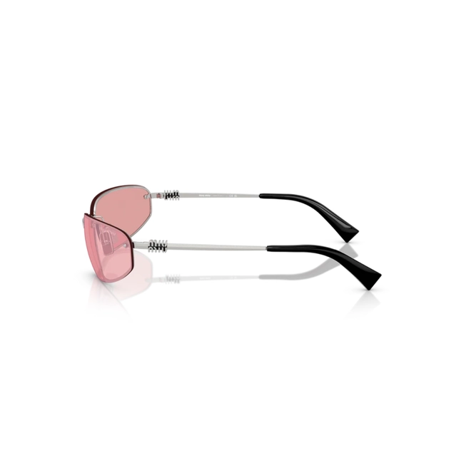 Óculos de Sol Miu Miu 0MU A50S 1BC70J68 Metal Prata com lentes na cor Rosa Espelhado 3