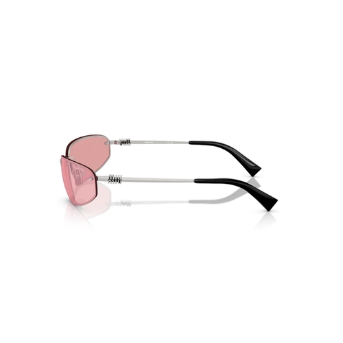 Óculos de Sol Miu Miu 0MU A50S 1BC70J68 Metal Prata com lentes na cor Rosa Espelhado