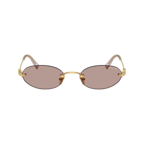 Óculos de Sol Miu Miu 0MU A54S 5AK20I51 Metal Dourado com lentes na cor Roxo