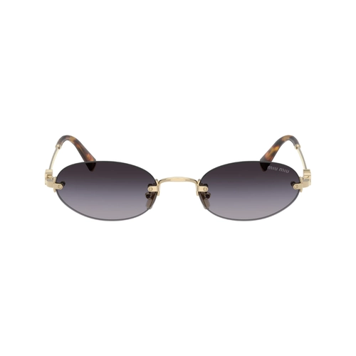 Óculos de Sol Miu Miu 0MU A54S ZVN5D151 Metal Dourado com lentes na cor Cinza Degradê