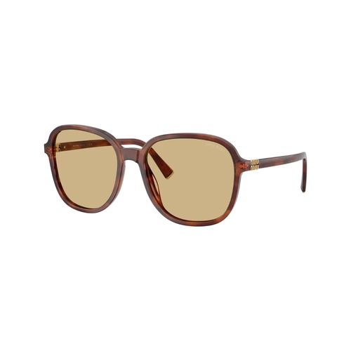 Óculos de Sol Miu Miu 0MU B01S 26E10R58 Acetato Marrom Mesclado com lentes na cor Amarelo