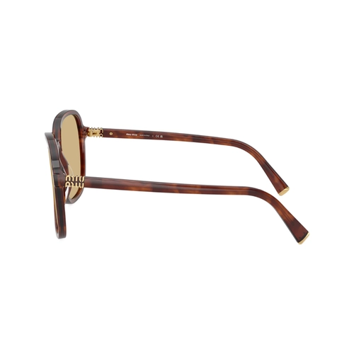 Óculos de Sol Miu Miu 0MU B01S 26E10R58 Acetato Marrom Mesclado com lentes na cor Amarelo