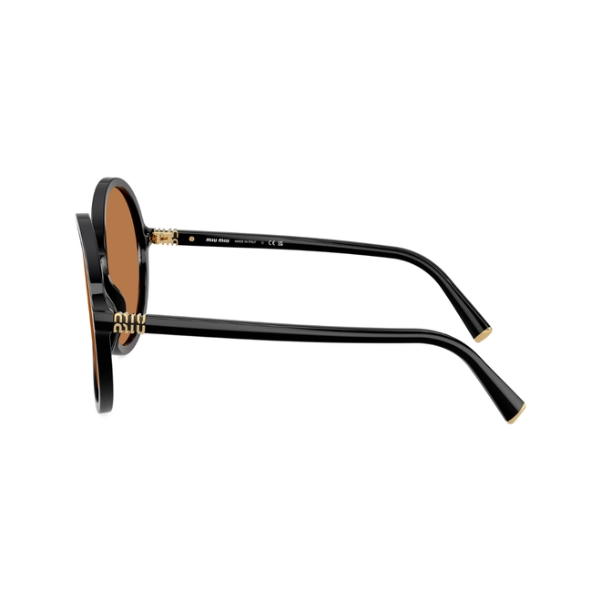 Óculos de Sol Miu Miu 0MU B02S 16K90Q59 Acetato Preto com lentes na cor Marrom 3