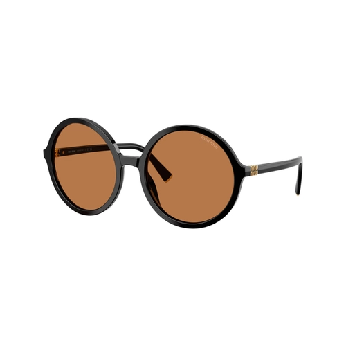 Óculos de Sol Miu Miu 0MU B02S 16K90Q59 Acetato Preto com lentes na cor Marrom