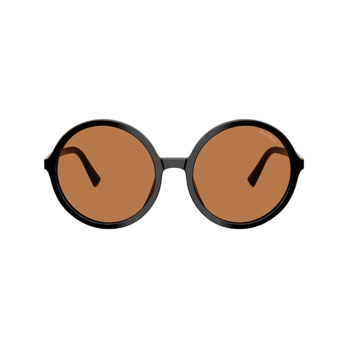 Óculos de Sol Miu Miu 0MU B02S 16K90Q59 Acetato Preto com lentes na cor Marrom