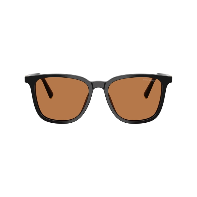 Óculos de Sol Miu Miu 0MU B03S 16K90Q53 Acetato Preto com lentes na cor Marrom 2