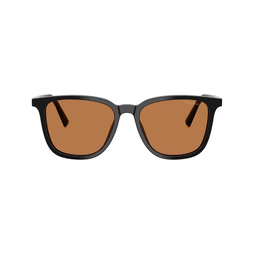 Óculos de Sol Miu Miu 0MU B03S 16K90Q53 Acetato Preto com lentes na cor Marrom