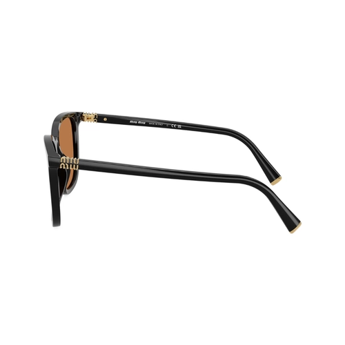 Óculos de Sol Miu Miu 0MU B03S 16K90Q53 Acetato Preto com lentes na cor Marrom