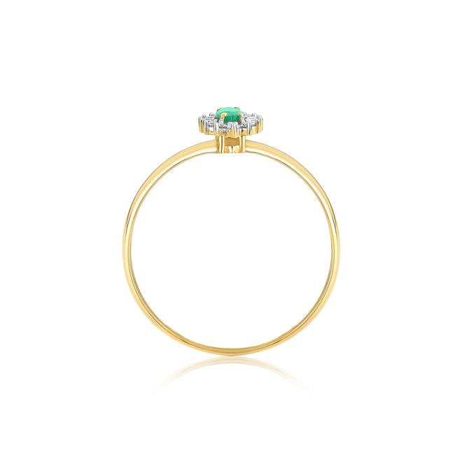 Anel Laurel navete de Esmeralda ouro 18k com 8,4pts de Diamantes 2