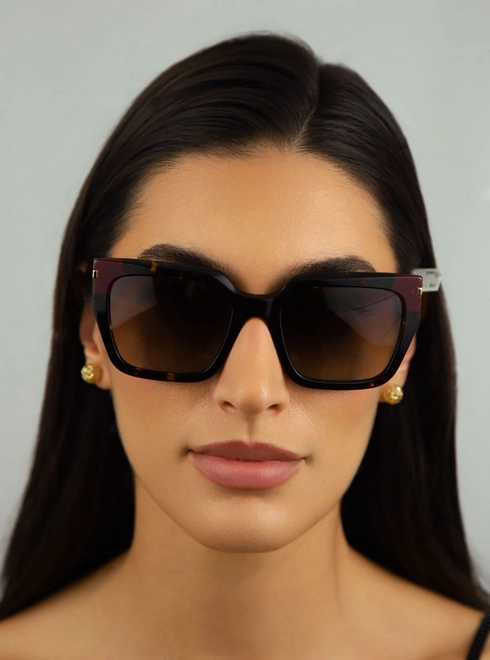 Óculos de Sol Carolina Herrera HER 0348/S 086 55HA S Acetato Marrom Mesclado com lentes na cor Marrom Degradê 4