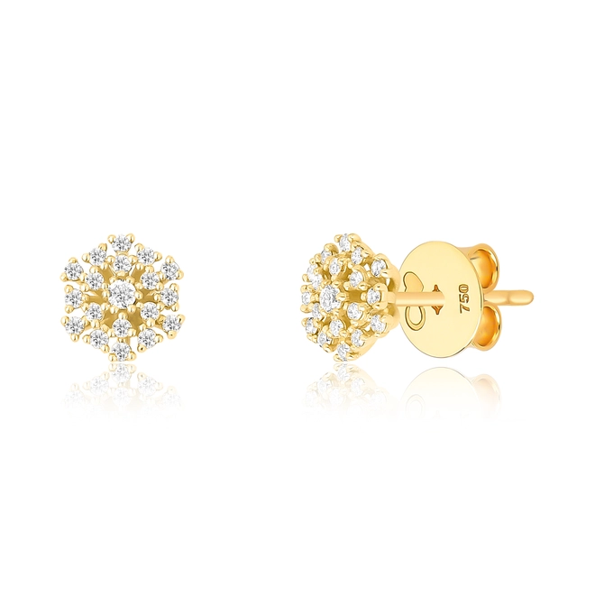Brinco Fireworks Diamonds Stud ouro 18k chuveiro com Diamantes 1
