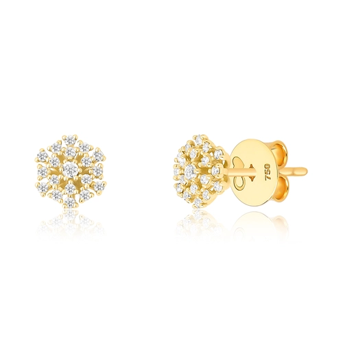 Brinco Fireworks Diamonds Stud ouro 18k chuveiro com Diamantes