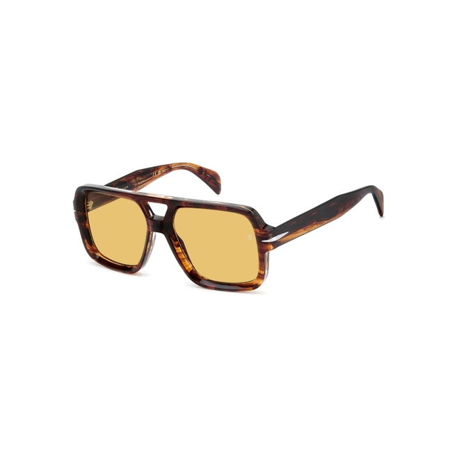 Óculos de Sol David Beckham DB 7151/S EX4 55HO S Acetato Marrom Mesclado com lentes na cor Amarelo 1