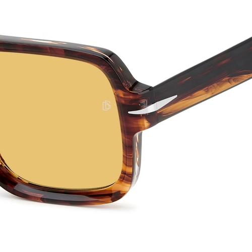 Óculos de Sol David Beckham DB 7151/S EX4 55HO S Acetato Marrom Mesclado com lentes na cor Amarelo