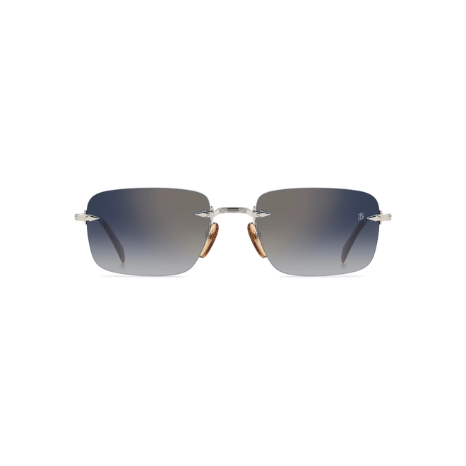 Óculos de Sol David Beckham DB 1195/S 8JD 571V S Metal Prata com lente na cor Azul e Dourado Espelhado 2