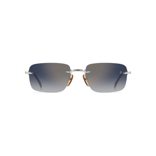 Óculos de Sol David Beckham DB 1195/S 8JD 571V S Metal Prata com lente na cor Azul e Dourado Espelhado