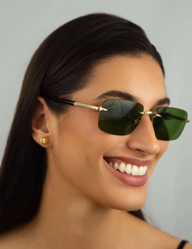 Óculos de Sol David Beckham DB 1195/S T5U 57QT Metal Dourado com lentes na cor Verde