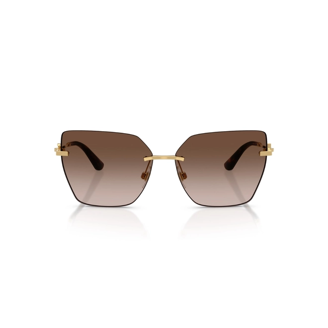 Óculos de Sol Dolce & Gabbana 0DG2321 02/13 62 Metal Dourado com lentes na cor Marrom Degradê 2