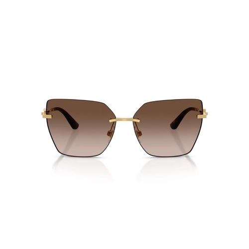 Óculos de Sol Dolce & Gabbana 0DG2321 02/13 62 Metal Dourado com lentes na cor Marrom Degradê