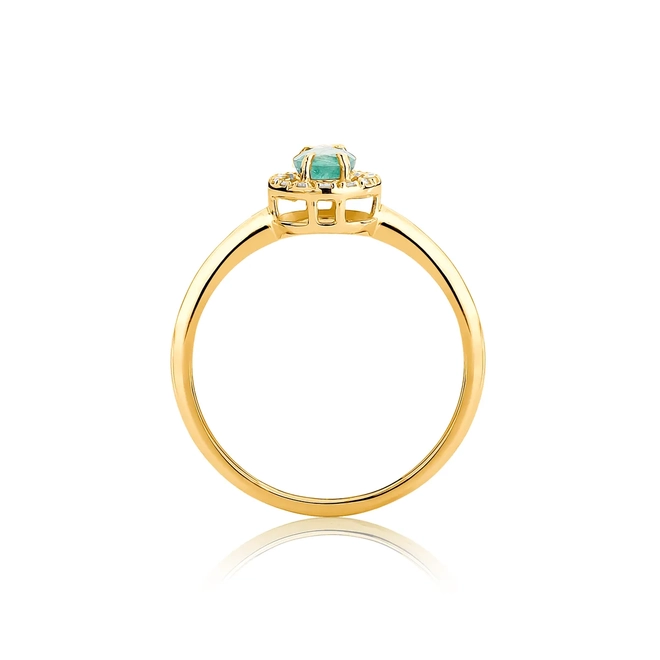 Anel Le Luxe gema oval de Esmeralda ouro 18k contorno de 11pts de Diamantes 2