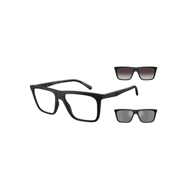Óculos de Grau Emporio Armani 0EA4258 50011W56 Acetato Preto com Clip-Ons na cor Cinza e Marrom Degradê 1