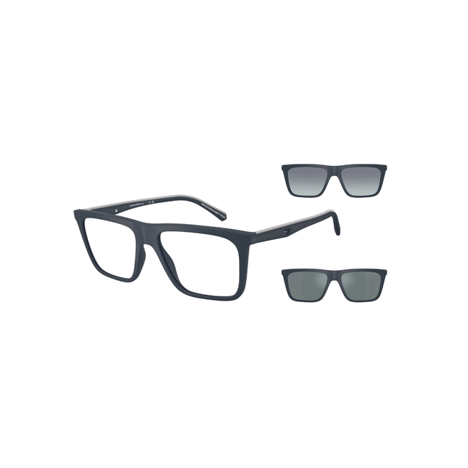 Óculos de Grau Emporio Armani 0EA4258 50881W56 Acetato Azul com Clip-Ons nas cores Cinza e Cinza Claro 1