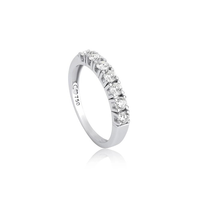 Meia aliança True 1 ouro branco 18k com 56pts de Diamantes 1