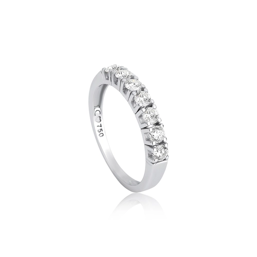 Meia aliança True 1 ouro branco 18k com 56pts de Diamantes