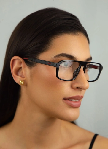 Óculos de Grau Hugo Boss HG 1370/G 807 5516 R Acetato Preto com Vermelho