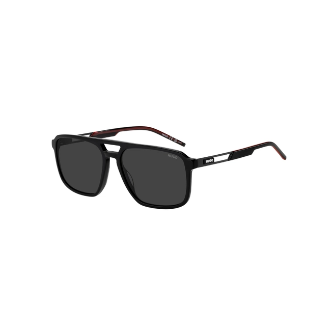 Óculos de Sol Hugo Boss HG 1383/S 807 58IR Acetato Preto com lentes na cor Cinza 1