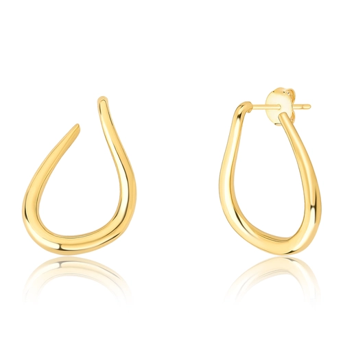 Brinco argola circular frontal aberta ouro 18k polida com forro