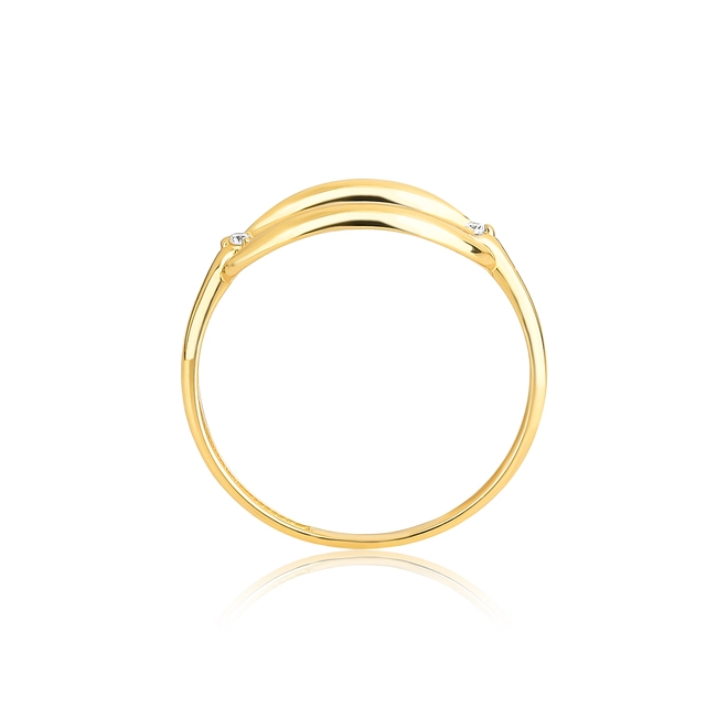 Anel oval vazado ouro 18k tubo polido 2