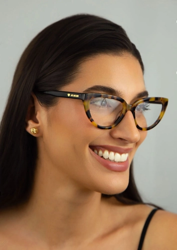 Óculos de Grau Love Moschino MOL667 086 5417 R Acetato Marrom Mesclado