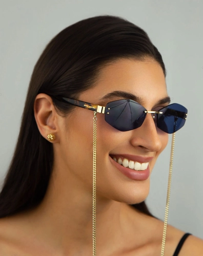 Óculos de Sol Marc Jacobs MARC 496/S AIR LKS 57KU S Metal Dourado com lentes na cor Azul