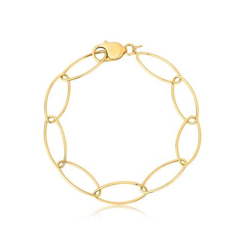 Pulseira Essentia Chain elos ovais alongados ouro 18k polida fecho mosquetão 20CM