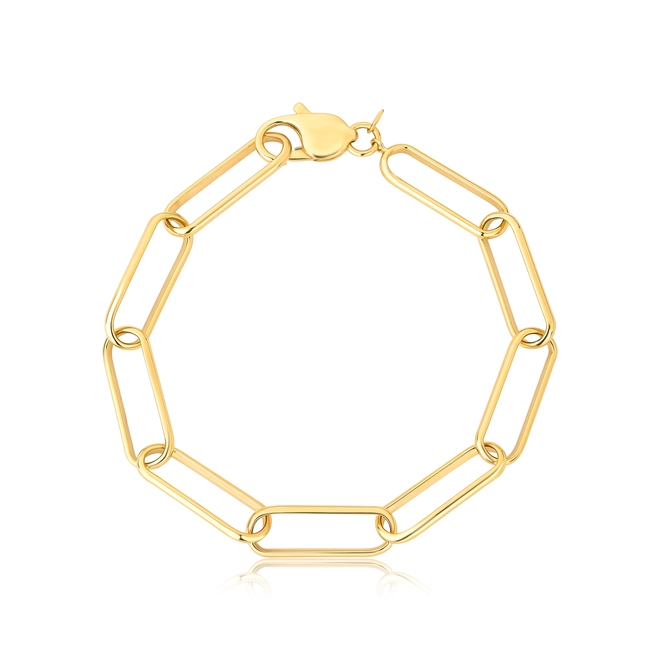 Pulseira Essentia Chain elos retangulares polidos ouro 18k com fecho mosquetão 20CM 1