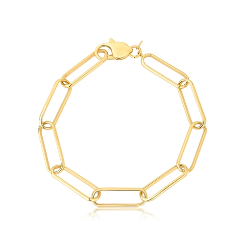 Pulseira Essentia Chain elos retangulares polidos ouro 18k com fecho mosquetão 20CM