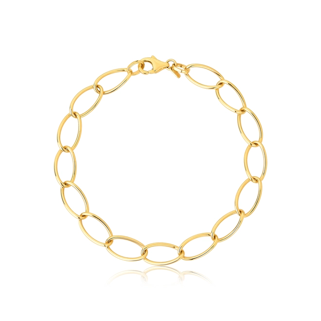 Pulseira Essentia Chain elos ovais ouro 18k polidos com fecho lagosta 18CM 1