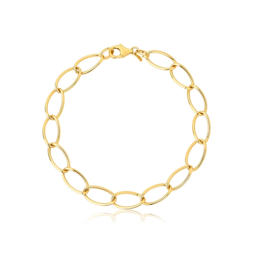 Pulseira Essentia Chain elos ovais ouro 18k polidos com fecho lagosta 18CM