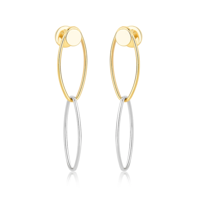 Brinco Essentia Chain pingente ouro amarelo e branco 18k com dois elos ovais 1