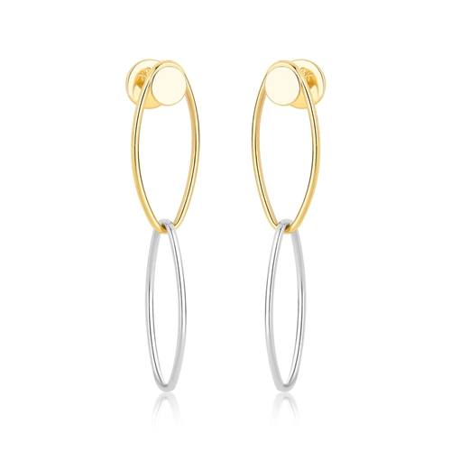 Brinco Essentia Chain pingente ouro amarelo e branco 18k com dois elos ovais